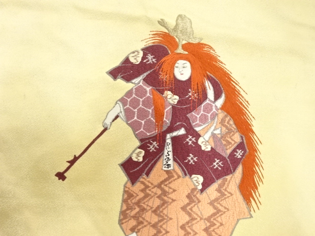 JAPANESE KIMONO / ANTIQUE NAGOYA OBI / SILK / WOVEN NOH ACTOR